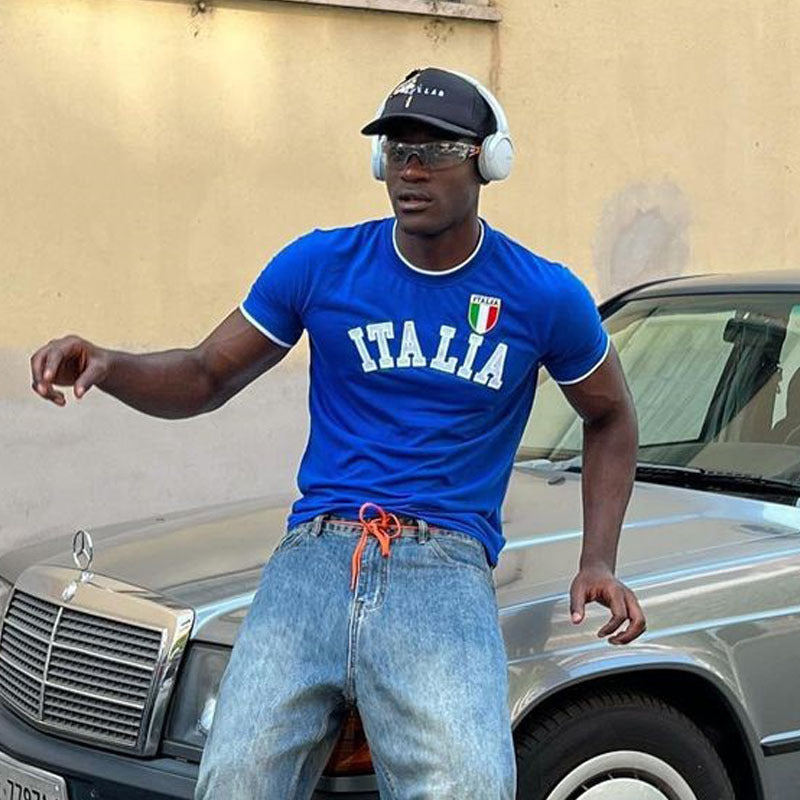 Herren sportliches T-Shirt mit Italia-Motiv und kontrastierenden Akzenten Echo Archiv