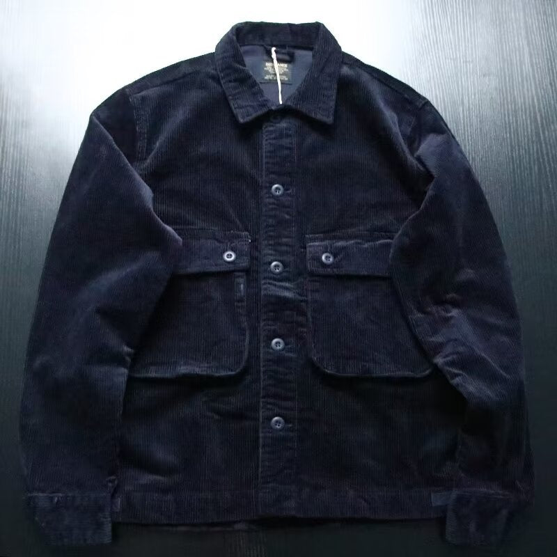 Herren Robustes Kord-Overshirt im Worker-Look mit aufgesetzten Pattentaschen Echoarchiv