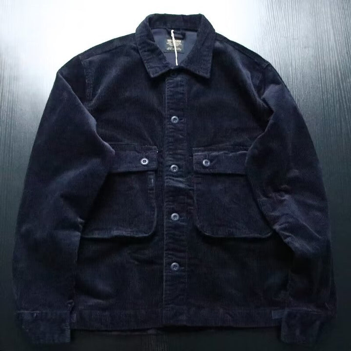 Herren Robustes Kord-Overshirt im Worker-Look mit aufgesetzten Pattentaschen Echoarchiv