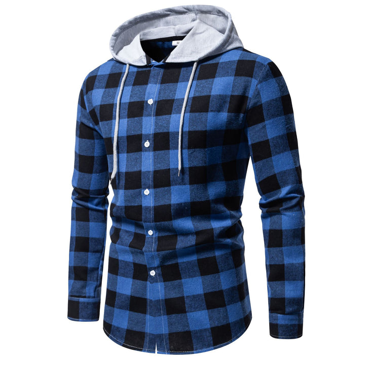 Herren Karo-Hemdjacke mit Kapuze und modernem Schnitt Echoarchiv