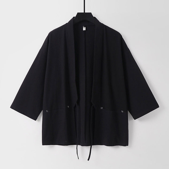 Damen Lockerer Kimono-Cardigan aus Baumwollmix mit Tunnelzug und Hüfttaschen Echoarchiv
