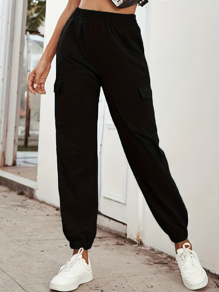 Damen Cargo-Jogginghose mit Gummibund, Seitentaschen und elastischen Bündchen Echoarchiv