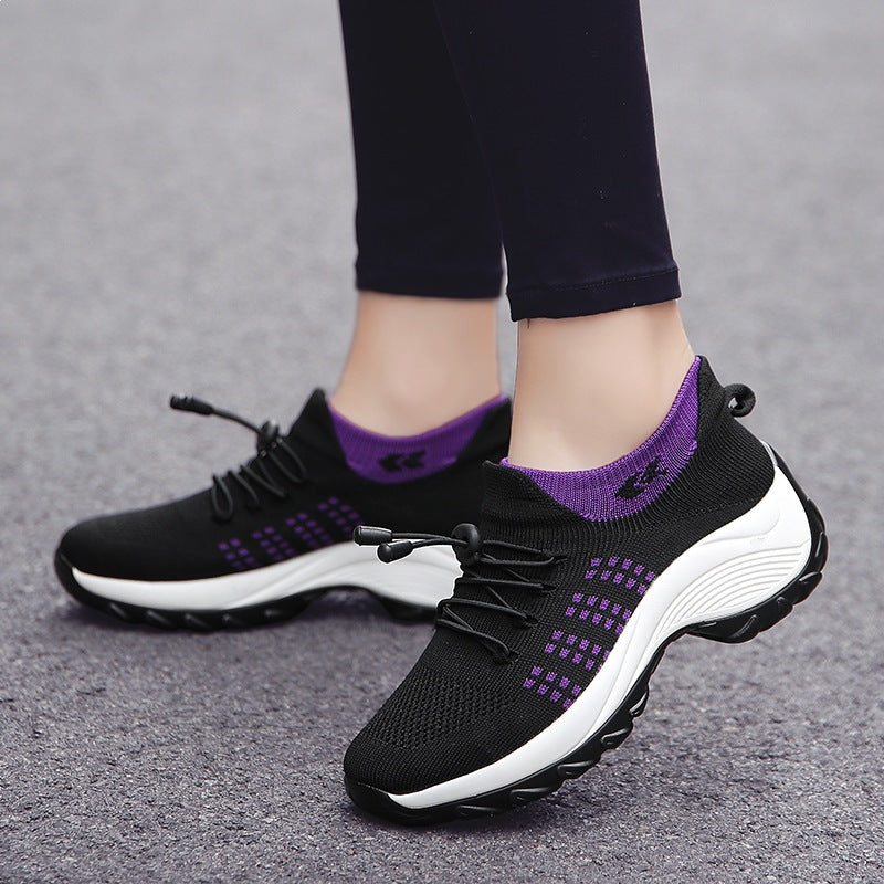 Damen Strick-Sockensneaker mit elastischem Schaft, Schnellzug und dämpfender Plateausohle Echoarchiv