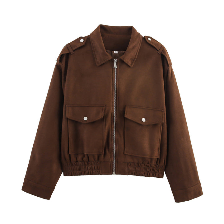 Damen Kurzjacke im Utility‑Bomberstil mit aufgesetzten Pattentaschen, Schulterklappen und elastischem Saum Echo Archiv
