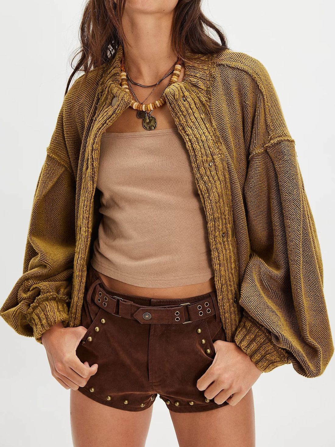 Damen Modische Strickjacke mit Knopfdetails – Veloura