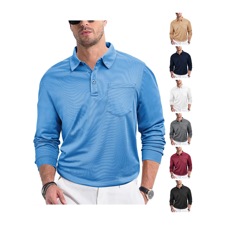 Herren Polohemd mit modernem Strukturdesign und praktischer Brusttasche Echoarchiv