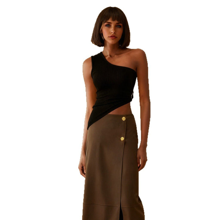 Damen One-Shoulder Top mit eleganter Drapierung und figurbetontem Schnitt Echo Archiv