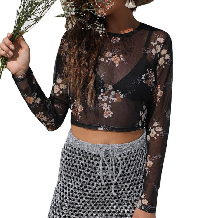 Damen eleganter leichter Mesh-Top mit floralem Muster Echo Archiv