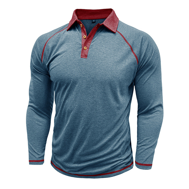 Herren Sportliches Langarm Polohemd mit strukturierter Kragenpartie und modischem Knopfdesign Echoarchiv
