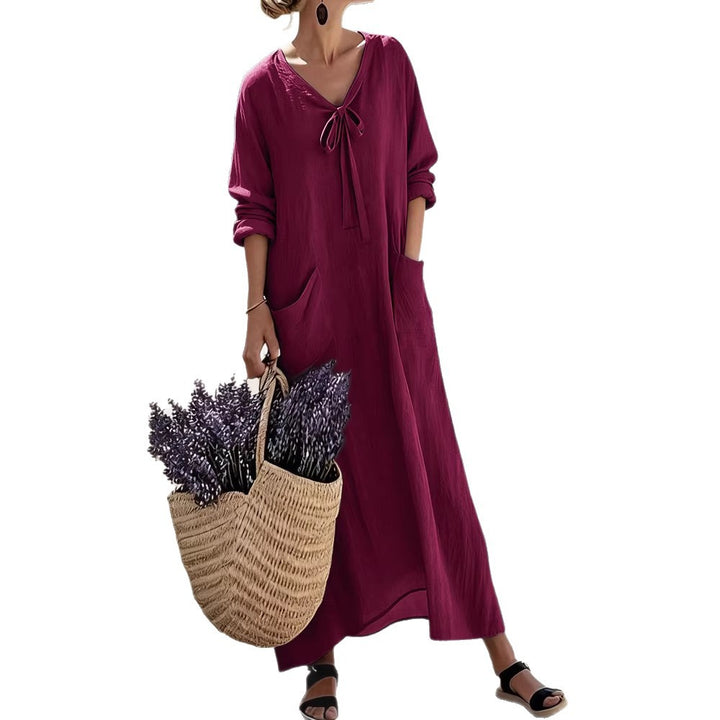 Damen Maxikleid mit seitlichen Taschen und Schleifendetails Echo Archiv