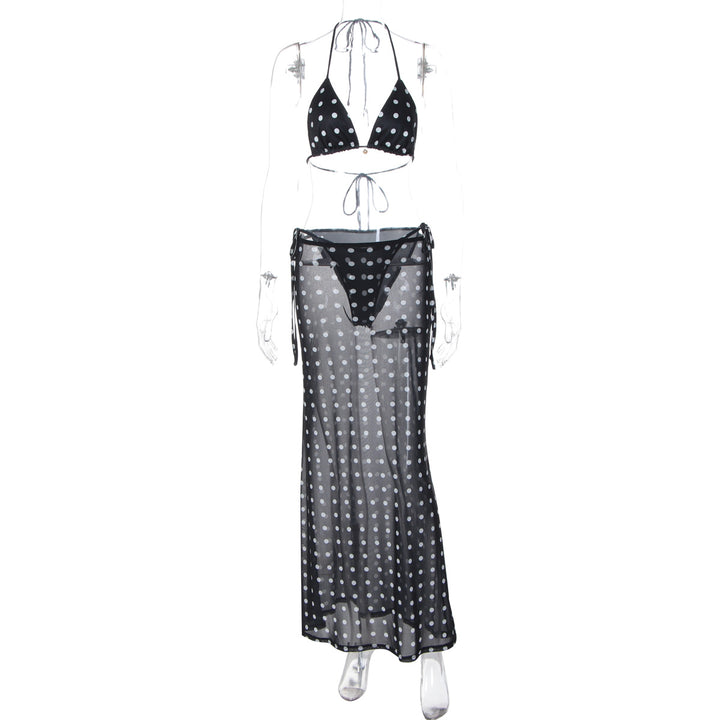 Damen Strandkleid mit Punkten und seitlichem Bindeband Echo Archiv