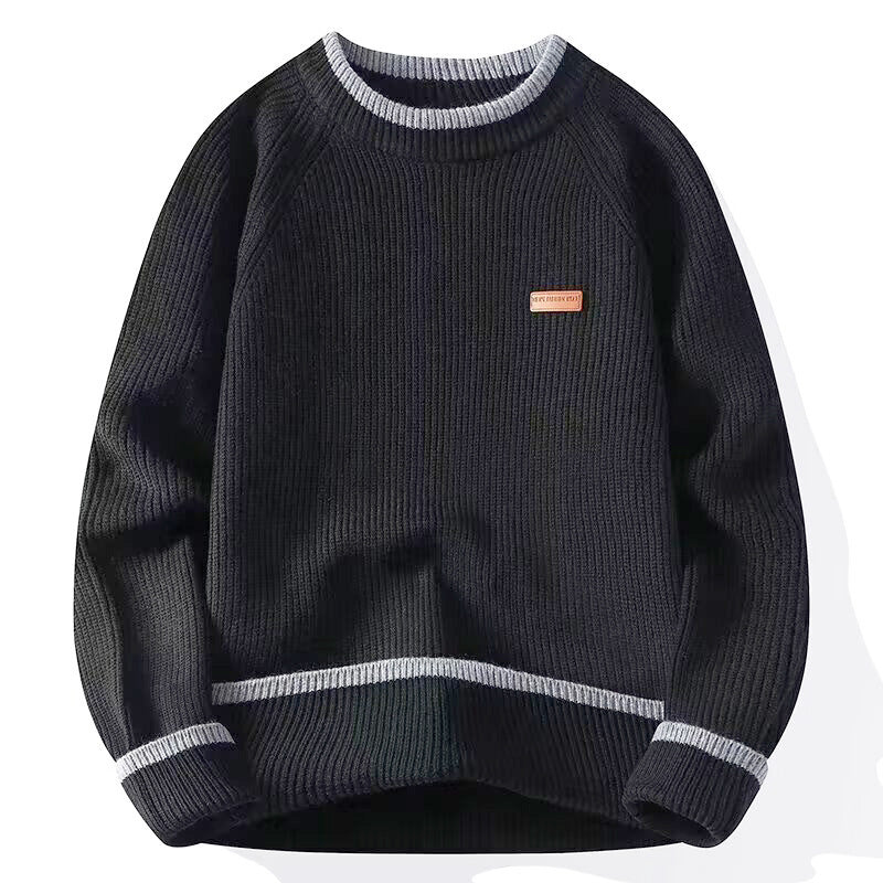 Herren Modischer Grobstrickpullover mit Rundhalsausschnitt Echoarchiv