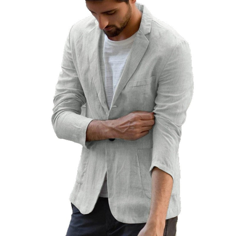 Herren eleganter Leinen-Blazer mit modernem Schnitt und Taschen Echoarchiv