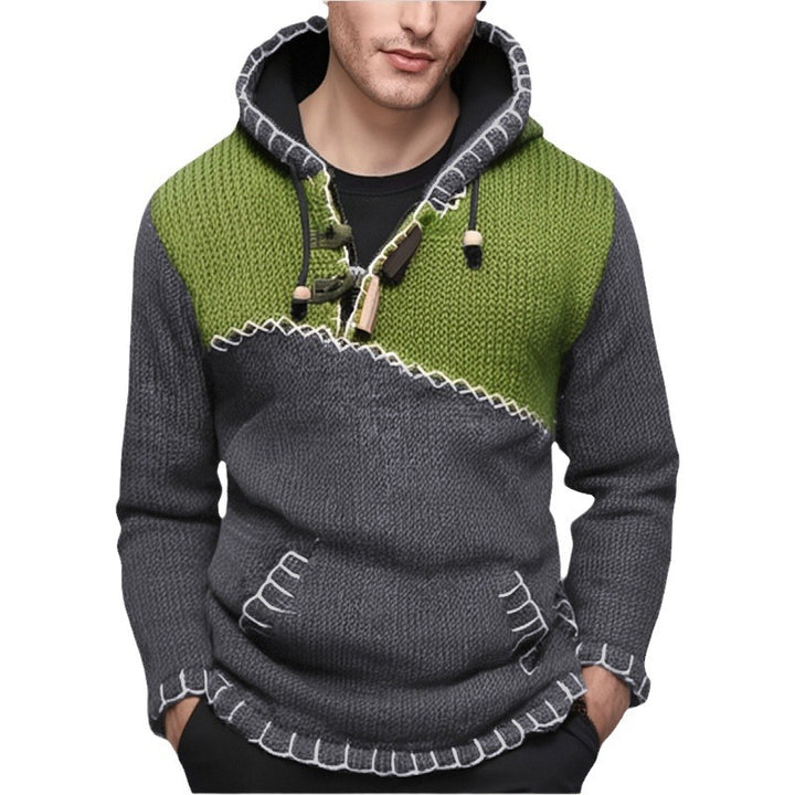 Herren Kapuzenpullover mit einzigartigem Zickzackmuster und hochwertiger Strickstruktur Echoarchiv