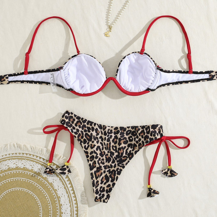 Damen Triangel-Bikini mit dekorativen Palmendruck und verstellbaren Bindebändern Echo Archiv