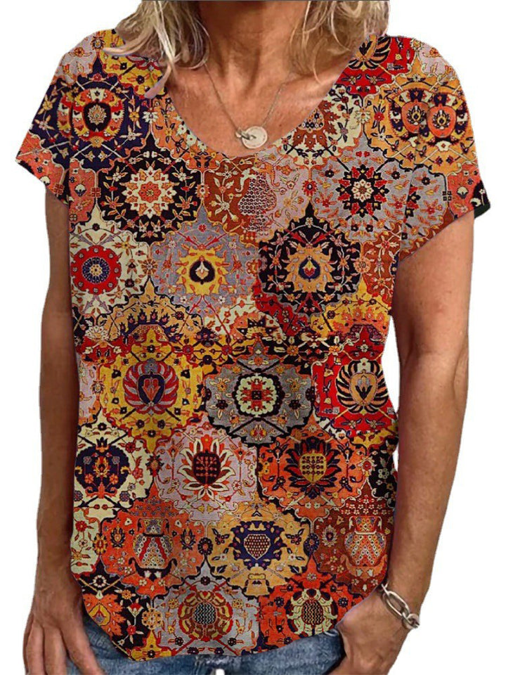 Damen T-Shirt mit buntem orientalischen Muster Echo Archiv