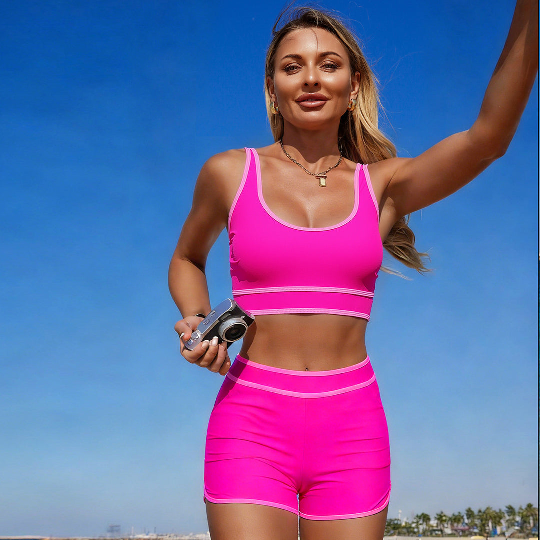 Damen Sport-Bikini-Set mit verstellbaren Trägern und Hochbund Echo Archiv