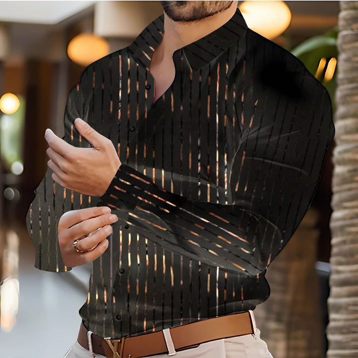 Herren elegantes Langarmhemd mit modernem Streifenmuster Echoarchiv