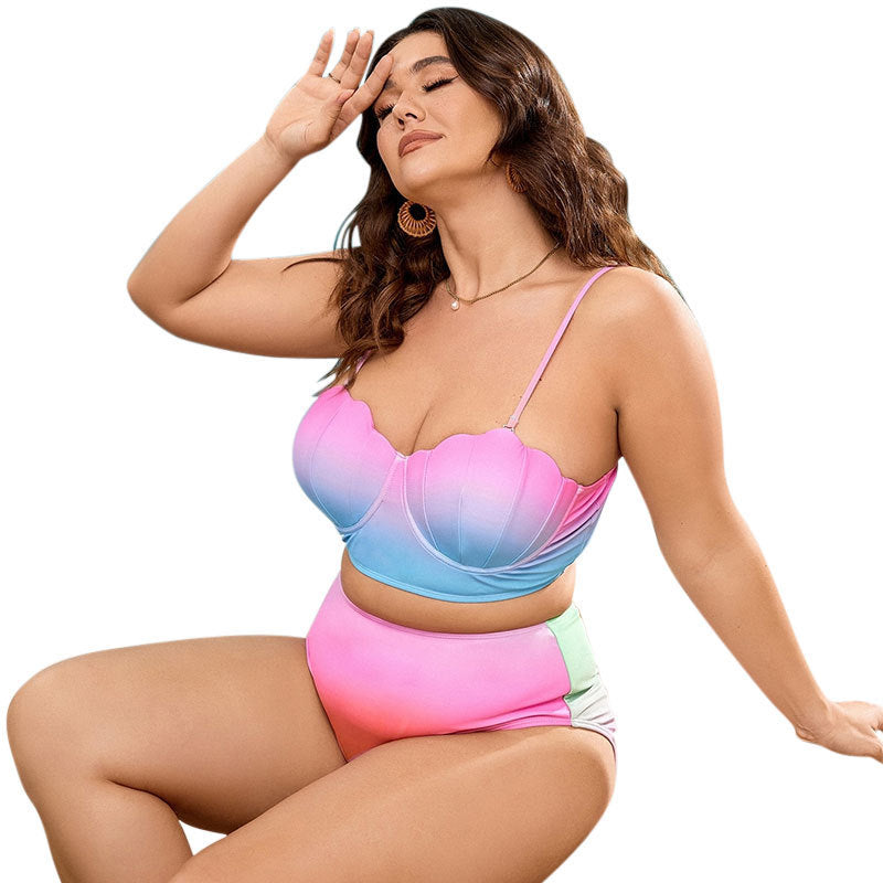 Damen Push-Up Bikini-Set mit modischem Wellenmuster und hohem Taillenschnitt Echo Archiv