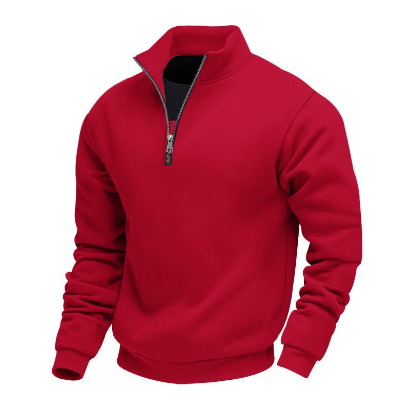 Herren leichter Fleecepullover mit Stehkragen und halblangem Reißverschluss – Marzano