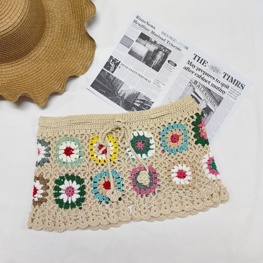 Damen Häkelshorts mit buntem Granny-Quadrat-Muster Echo Archiv