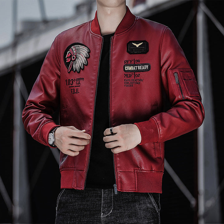 Herren Modische Bomberjacke mit Schulterpatches Echo Archiv