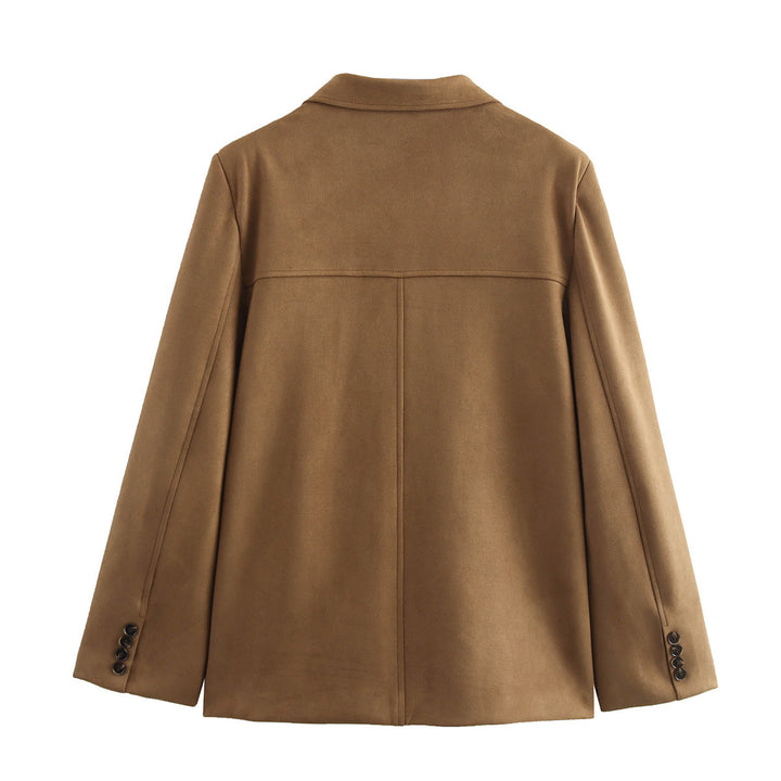 Damen elegante Velours-Optik Blazerjacke mit Reverskragen und Pattentaschen Echo Archiv