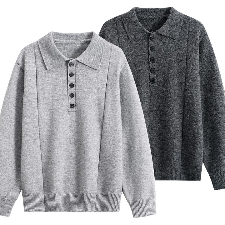 Damen Lockerer Feinstrick-Polo mit Halbknopf-Leiste und gerippten Bündchen Echoarchiv