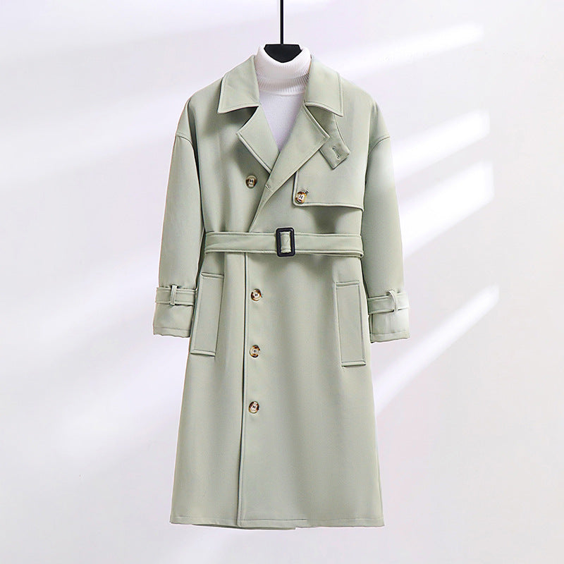 Herren Trenchcoat im modernen Wollmix mit Taillengürtel, Schalkragen und aufgesetzten Taschen Echoarchiv