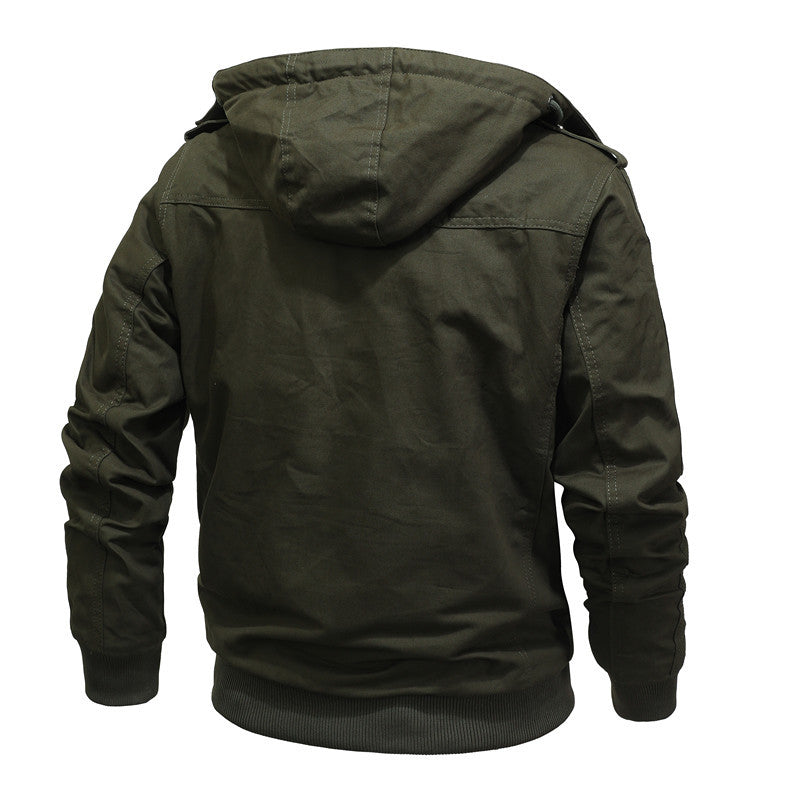 Herren Winddichte Canvas-Jacke mit Teddyfutter und Kapuze Echoarchiv