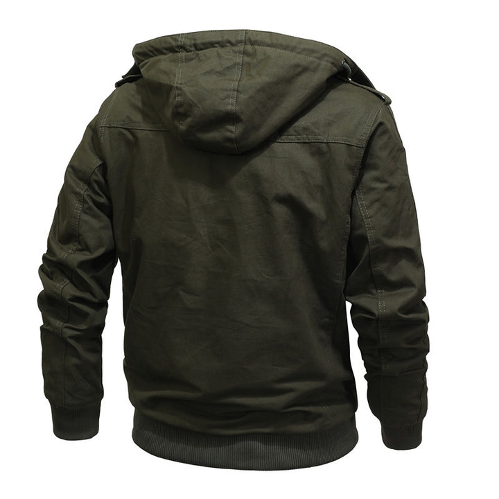 Herren Winddichte Canvas-Jacke mit Teddyfutter und Kapuze Echoarchiv