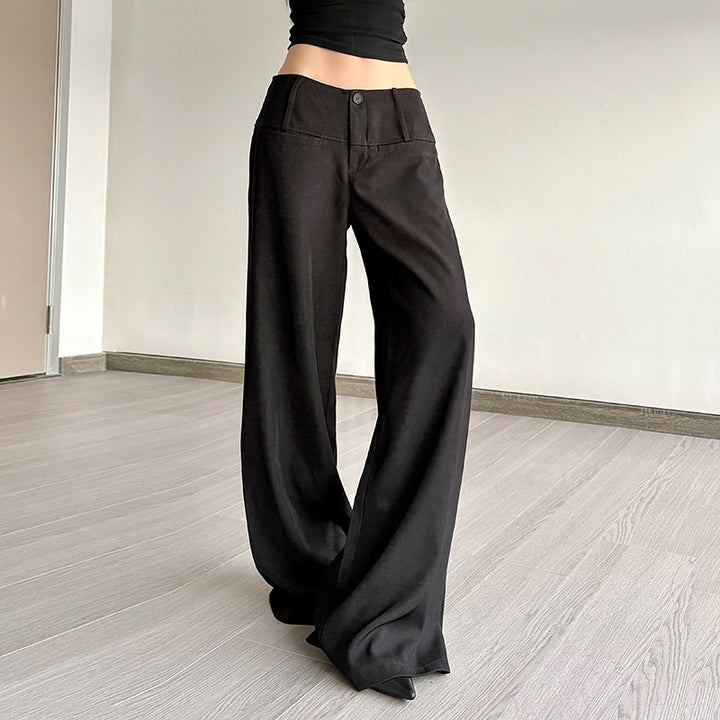 Damen Hochtaillierte Palazzo-Hose mit breitem Komfortbund, Frontknopf und weitem Bein – Avélisse