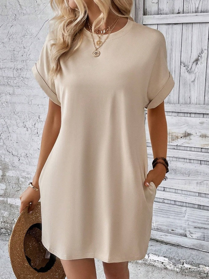 Damen Lockeres T-Shirt-Kleid mit praktischen Taschen und lässigem Design Echoarchiv