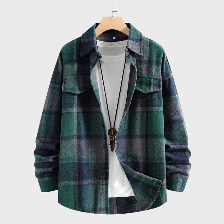 Herren Flanellhemd mit modernem Karomuster und zwei Brusttaschen – Arvello