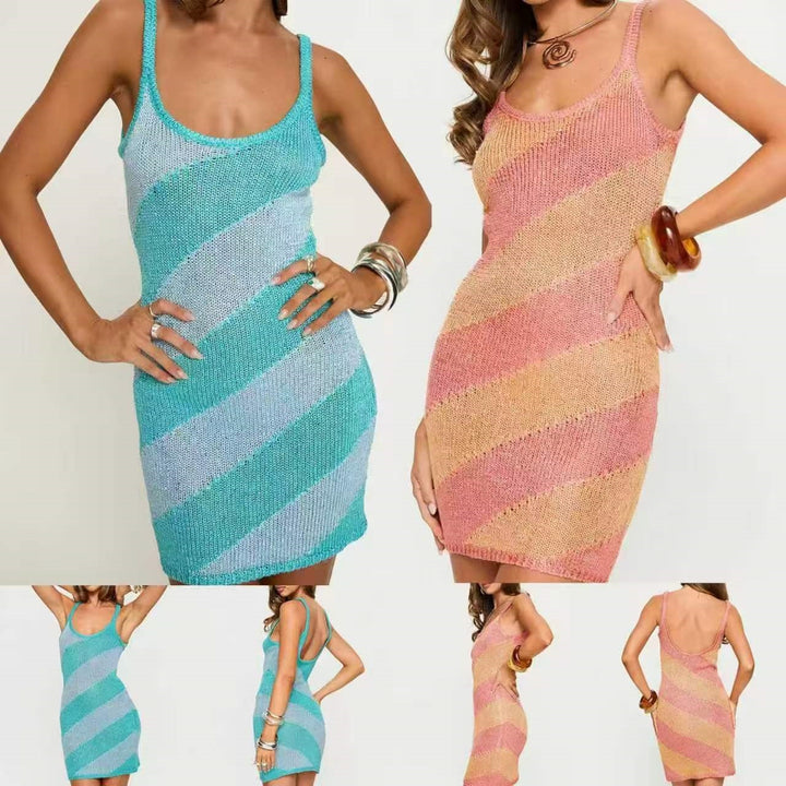 Damen figurbetontes Strickkleid mit einzigartigem Muster Echo Archiv