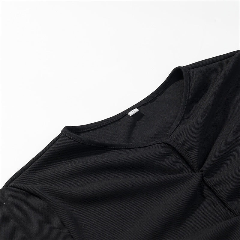 Damen Zweiton-Maxikleid mit geraffter V‑Passe, Spitzenbesatz und langen Ärmeln Echo Archiv