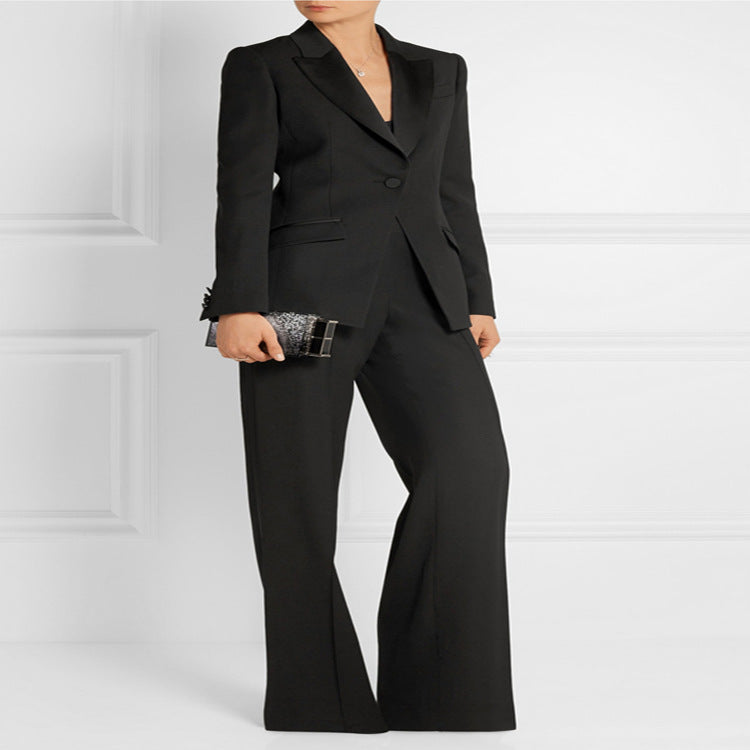Damen Taillierter Ein-Knopf‑Blazer mit Satinbesatz und konturierter Nahtführung Echoarchiv