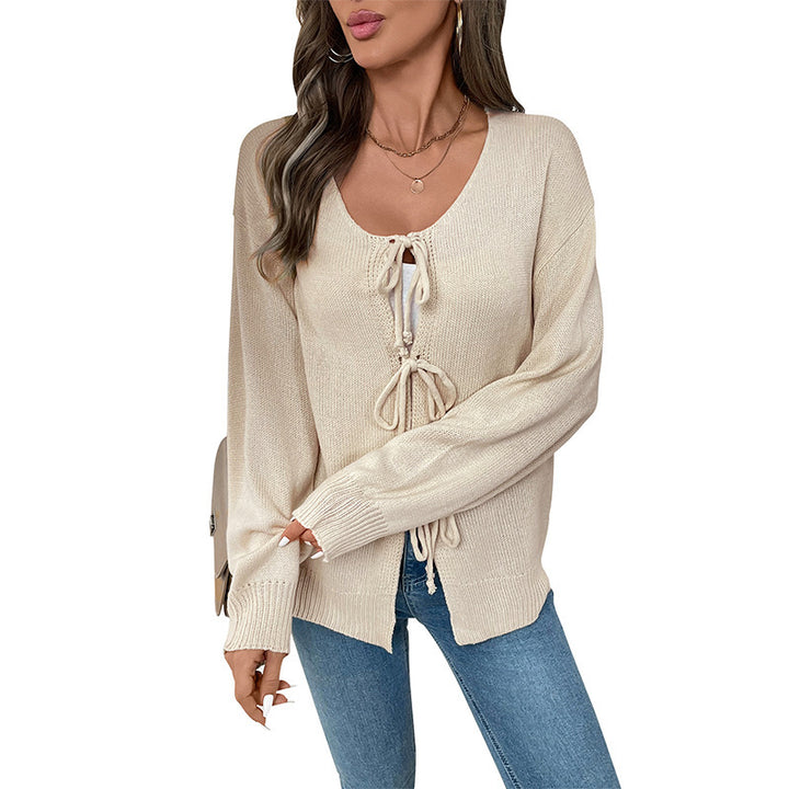 Damen Modischer Strickcardigan mit Kordelzug Echo Archiv