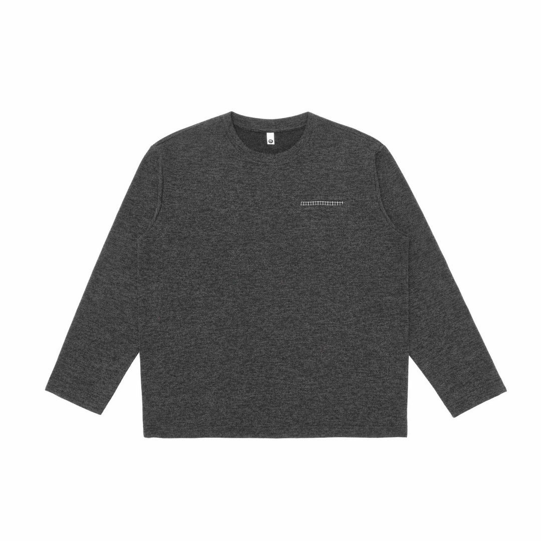 Unisex Oversize-Langarmshirt mit Rundhals und dekorativer Brustpaspel Echoarchiv