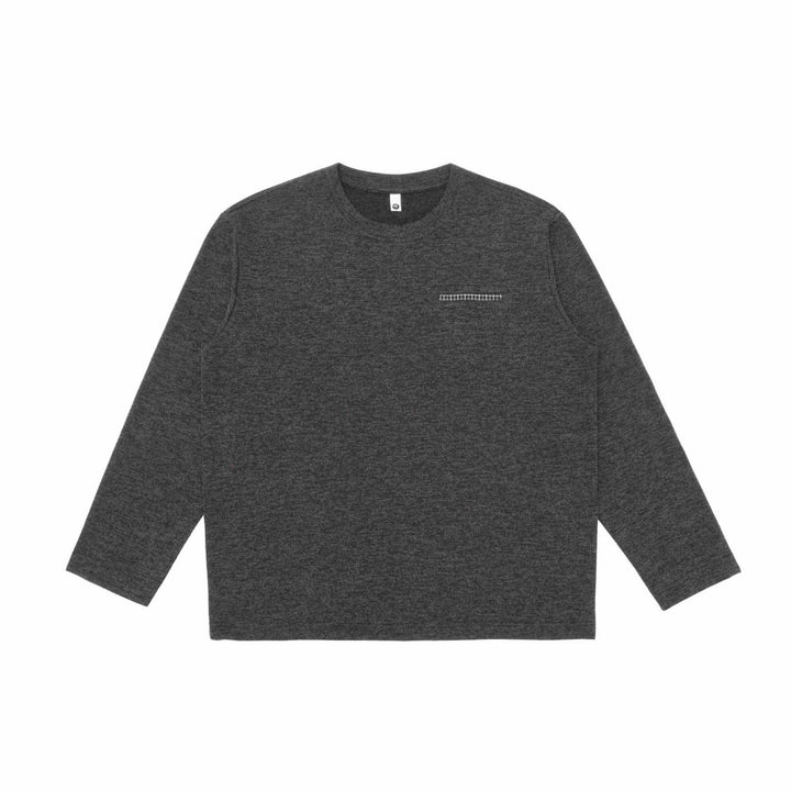 Unisex Oversize-Langarmshirt mit Rundhals und dekorativer Brustpaspel Echoarchiv