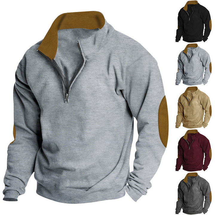 Herren modernes Sweatshirt mit halbem Reißverschluss und strukturiertem Design Echoarchiv