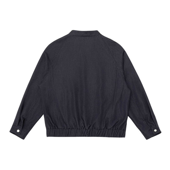 Unisex Kurz geschnittener Denim-Utility-Blouson mit Funnelkragen und Tunnelzugsaum Echoarchiv