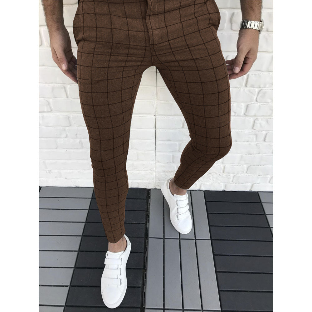 Herren Karierte Anzughose im Slim Fit Stil Echoarchiv