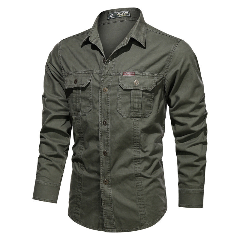 Herren nan robustes langärmliges Outdoorhemd aus Baumwoll-Twill mit aufgesetzten Klappentaschen und verdeckter Knopfleiste Echo Archiv