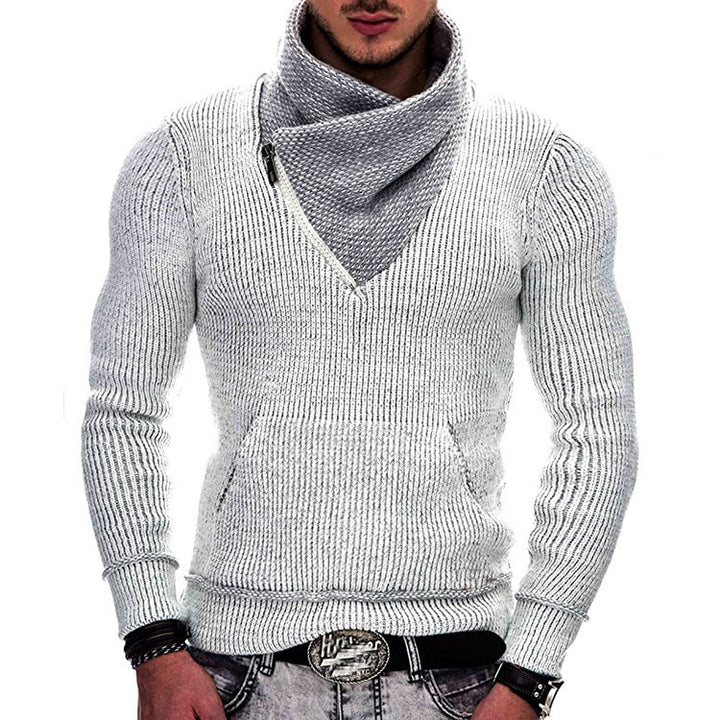 Herren modischer Pullover mit stehendem Kragen und asymmetrischem Reißverschluss Echoarchiv