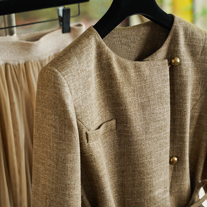 Damen Modische Blazerjacke mit Taillengürtel Echoarchiv