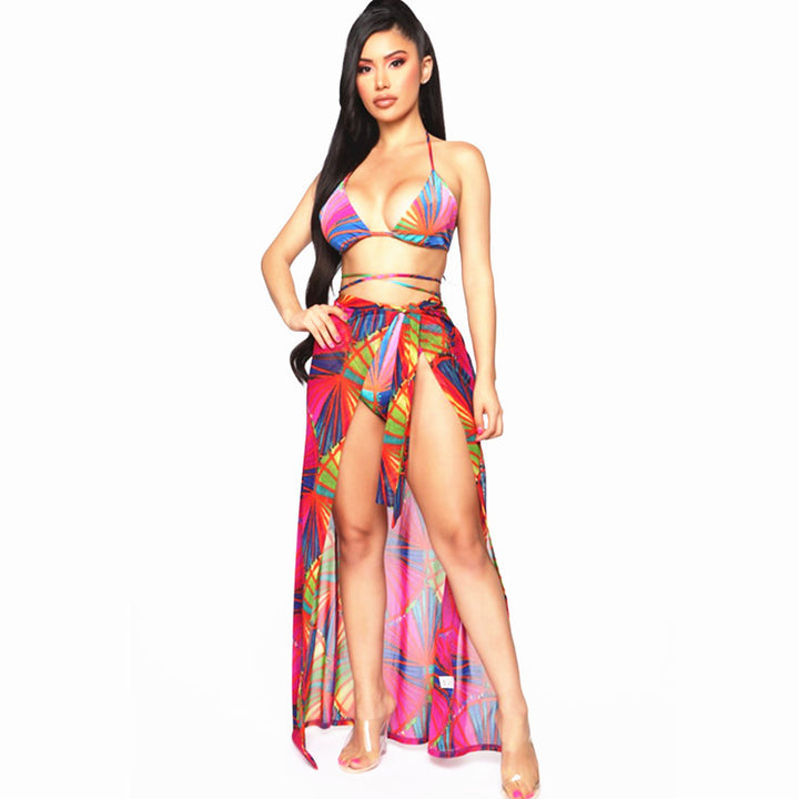 Damen Bikini mit Wickelrock und buntem Muster Echo Archiv