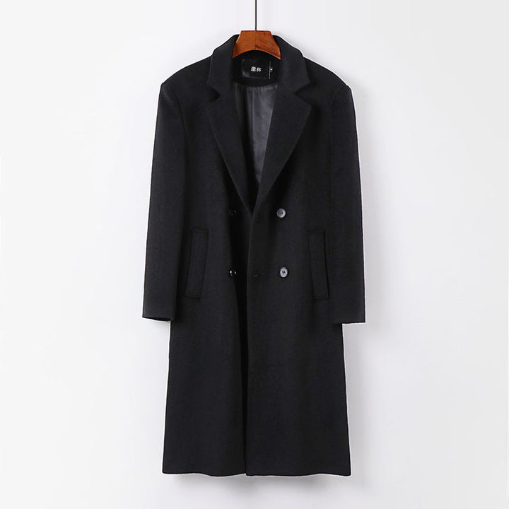 Herren Eleganter Wollmix-Longcoat mit Doppelreihe und fallendem Revers Echoarchiv
