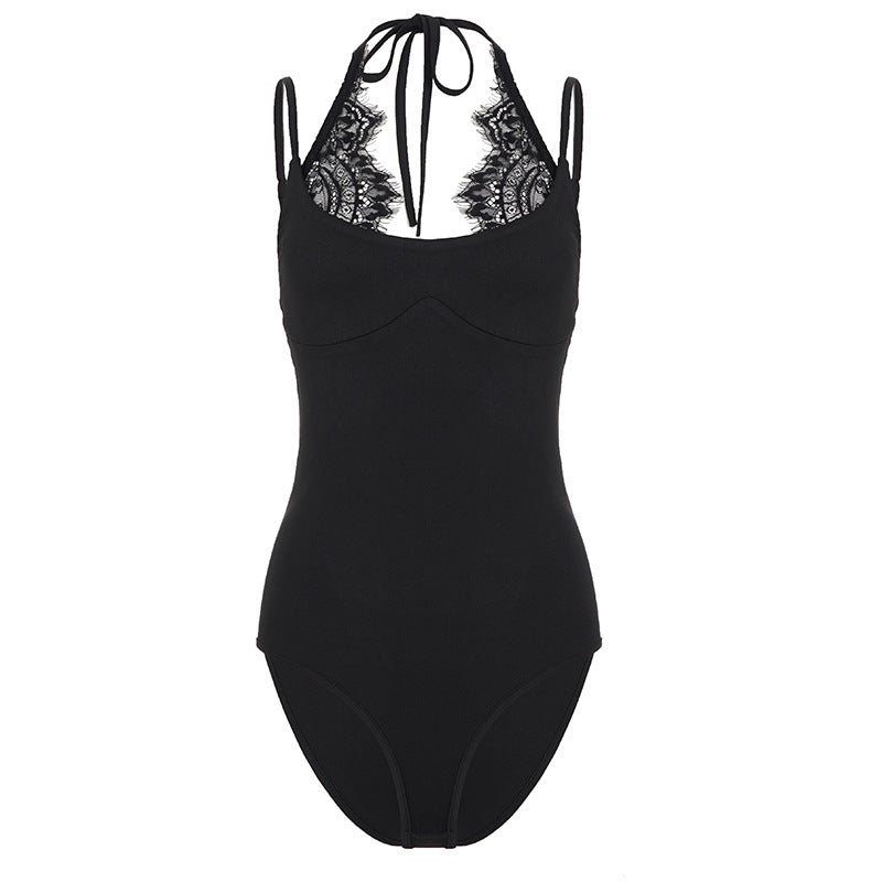 Damen Badeanzug mit elegantem Spitzeneinsatz und halterförmigem Design Echo Archiv
