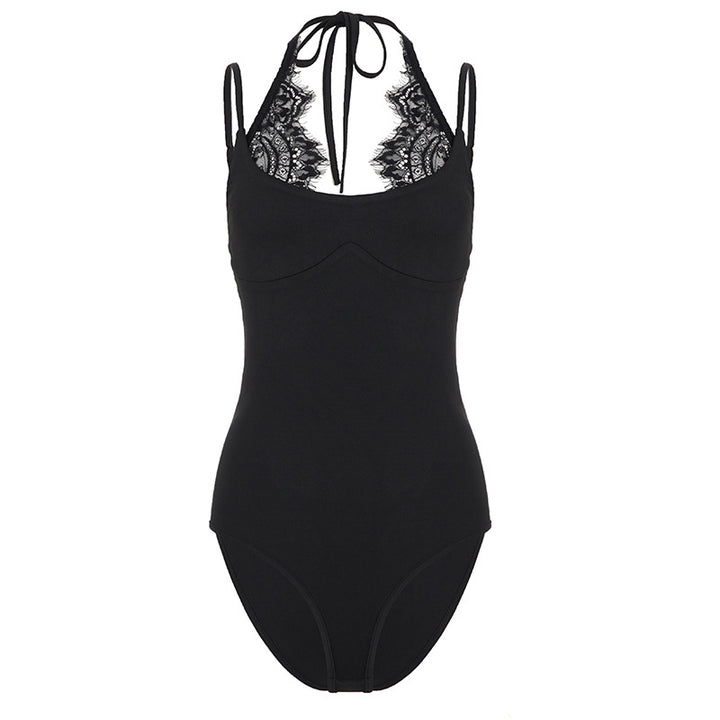 Damen Badeanzug mit elegantem Spitzeneinsatz und halterförmigem Design Echo Archiv